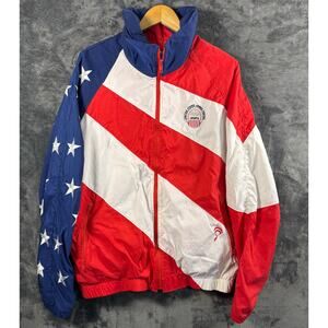 VTG 90s Jammin Red, White & Blue Patriotic Armed Forces Full Zip Jacket Size XL